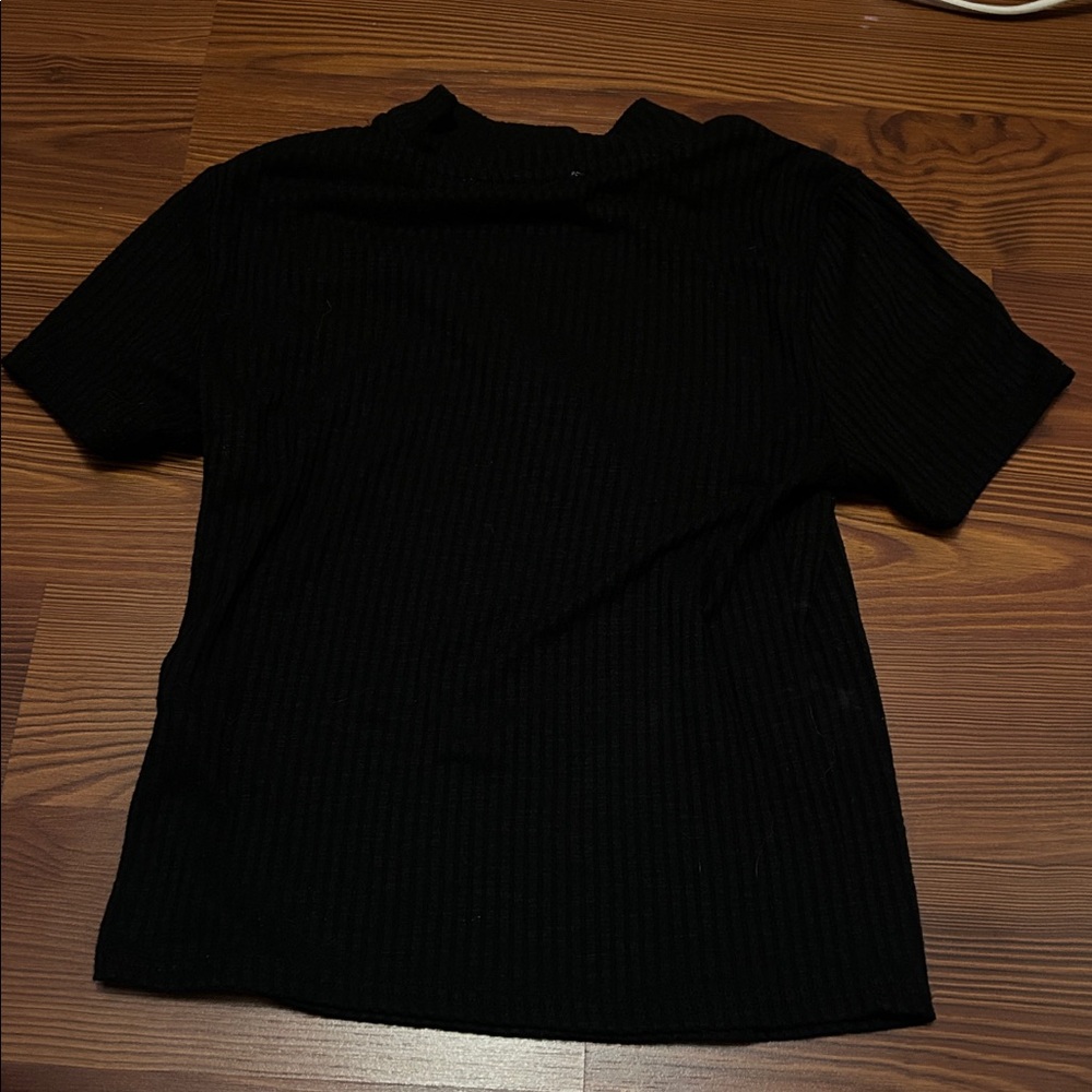 Pink Republic Black Ribbed Top